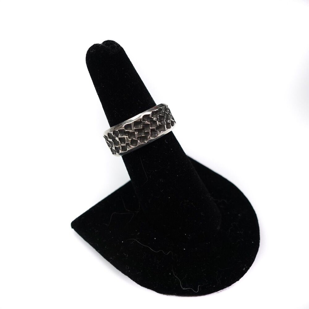 King Baby Studio Square Hammered Texture Band Ring USA .925 Silver Size 7